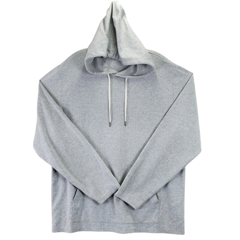 Vince Herringbone Hoodie Mens L Gray Quiet Luxury Minimalist Stretch Tuckernuck